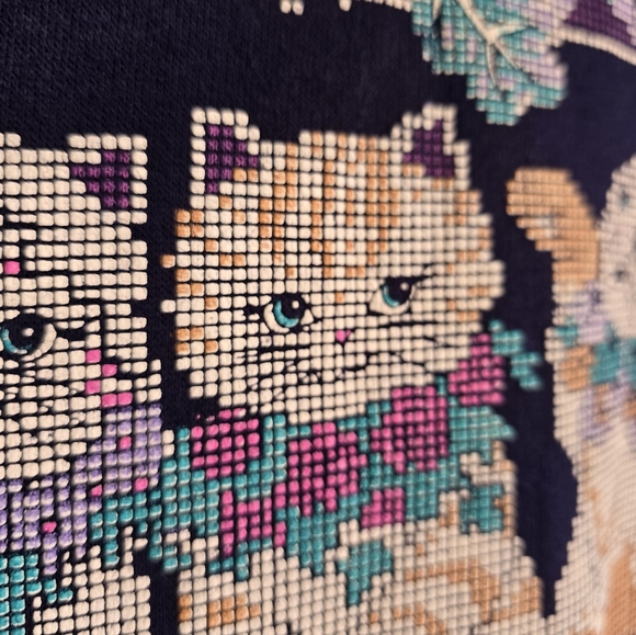 🎀Vintage SPUMONI Cat Embroidered Style Lacey Collared Sweatshirt🎀 - Picture 3 of 10